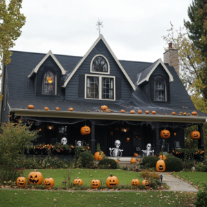 Halloween decorations on roof in Minneapolis